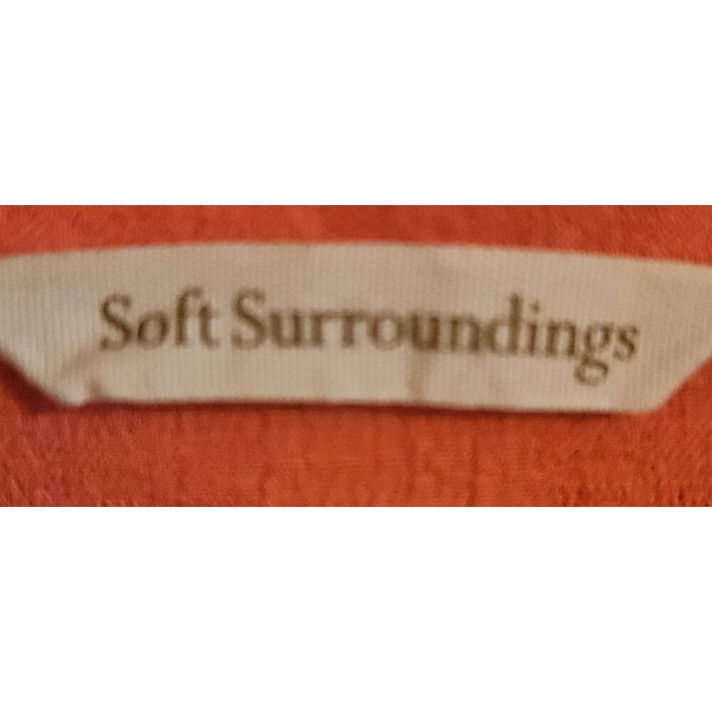 Soft Surroundings Woman Size 1X Orange Button Up Blouse Textured Long Sleeve Fal - Picture 4 of 6